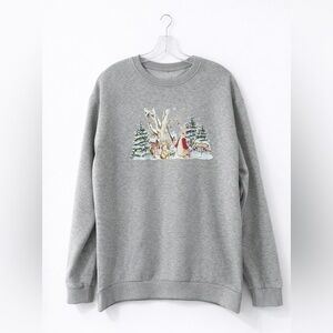 Gray Sweatshirt with Winter Scene